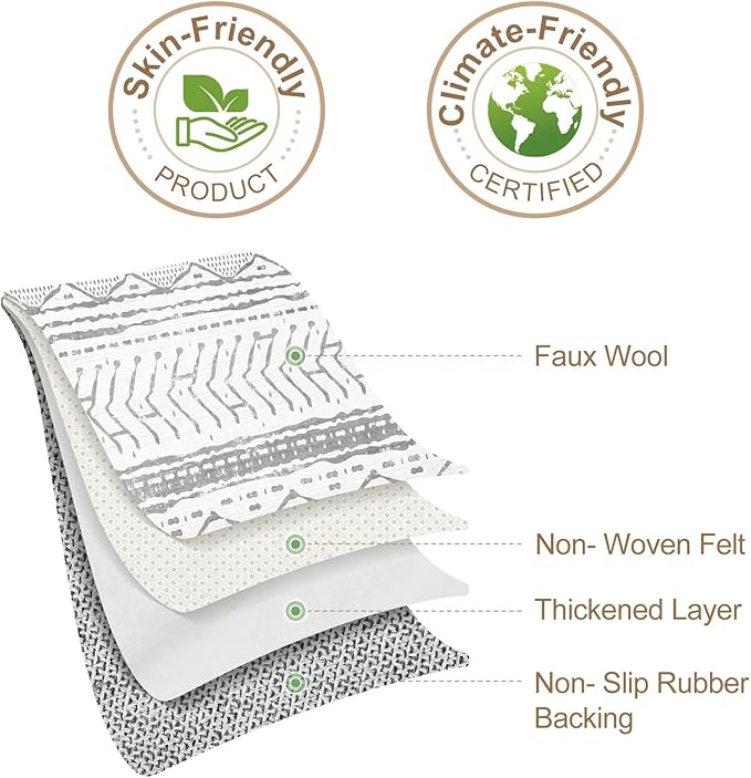 Nakagishi Area Rugs 9x12 Living Room: Washable Boho Large Neutral Modern Soft Farmhouse Rug Stain Resistant Indoor Non-Slip Accent Carpet for Bedroom Nursery Kids Playroom Office Dining Room- Gray
