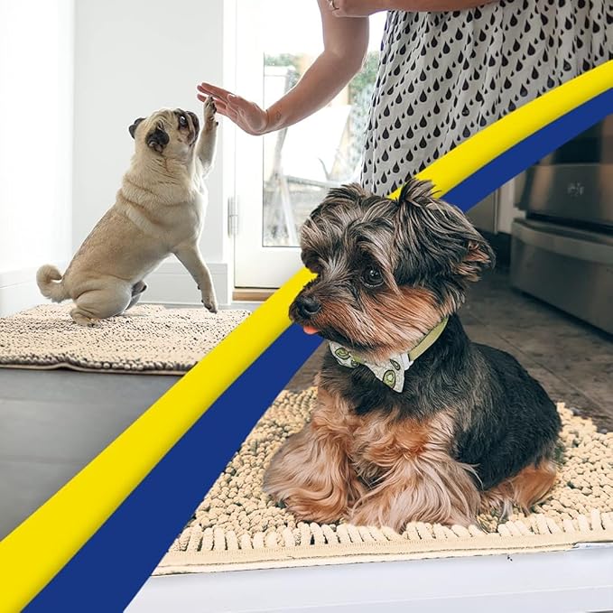 Muddy Mat® | Super Absorbent Door Mat Indoor, Microfiber Quick Dry Chenille Entryway Rug, Non-Slip Front Door Mat, Indoor Mats for Entryway, Machine Washable Pet Rug, Beige 24"x120"