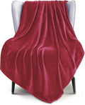 Exclusivo Mezcla Fleece Deep Red Throw Blanket for Couch, Sofa, Super Soft and Warm Blankets, All Season, Cozy, Plush, Lightweight, 50x60 Inches