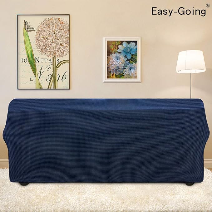 Easy-Going Stretch Oversized Sofa Slipcover 1-Piece Sofa Cover Furniture Protector Couch Soft with Elastic Bottom for Kids, Polyester Spandex Jacquard Fabric Small Checks Navy
