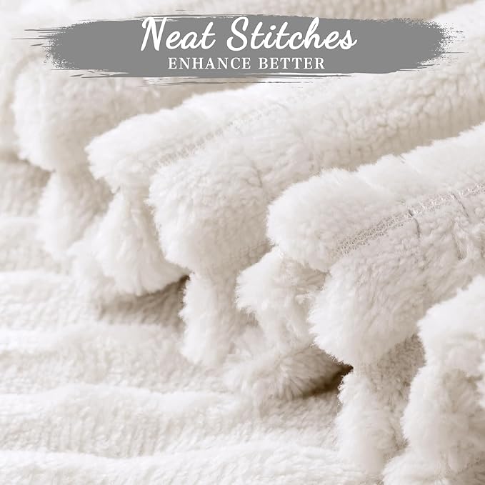Buryeah 24 Pcs Flannel Throw Blanket Bulk 50 x 60 in Sleepover Blanket Outdoor Wedding Throw Lightweight, Oeko-tex Standard 100 Certified for Sofa Homeless Gifts (Cream White)