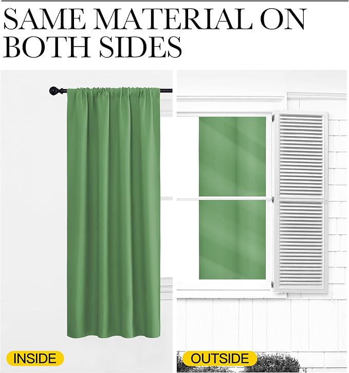 NICETOWN Kitchen Curtains, Short Blackout Drapes, Froest Green, 42" Wide by 54" Long, 2 PCs, Thermal Insulated Blackout Curtain Panels for Kids Room, Play Room