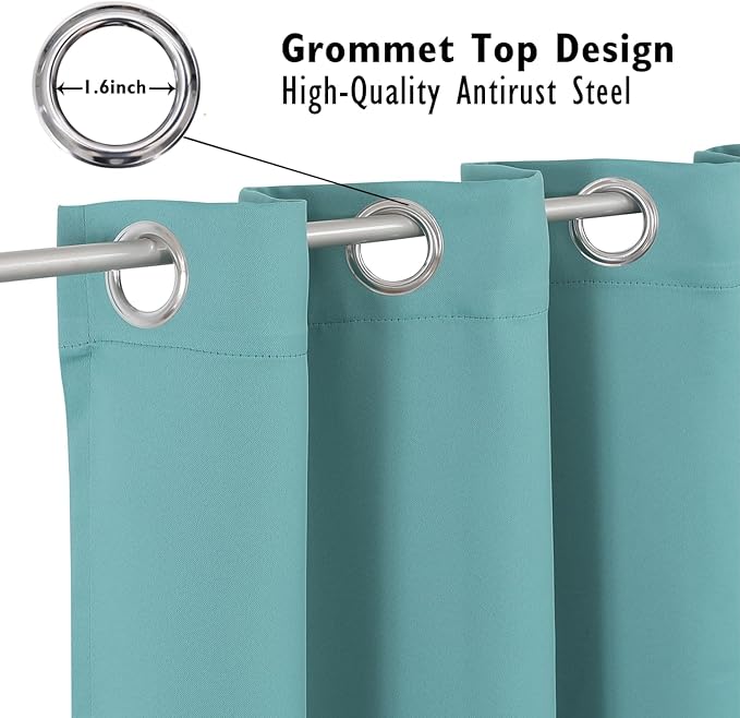 ChrisDowa Blackout Curtains 72 inches Long for Bedroom - 2 Panels Set Grommet Thermal Insulated Room Darkening Curtains for Living Room (Aqua, 42 x 72 Inch)