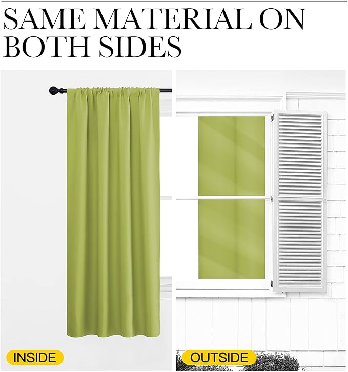 NICETOWN Blackout Curtains for RV Windows, Fresh Green, 29" by 20", 2 Panels, Room Darkening Window Curtain Panels, Easy-Care Solid Thermal Insulated Draperies/Drapes for Daughter Room