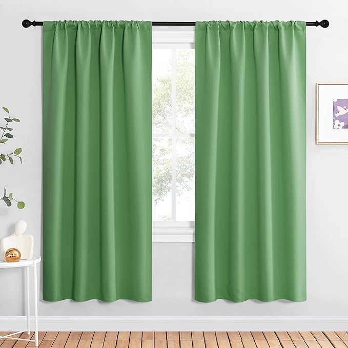 NICETOWN Blackout Curtains for Living Curtains, Froest Green, 2 Panels, 42 by 72, Room Darkening Window Curtain Panels, Easy-Care Solid Thermal Insulated Draperies/Drapes for Daughter Room