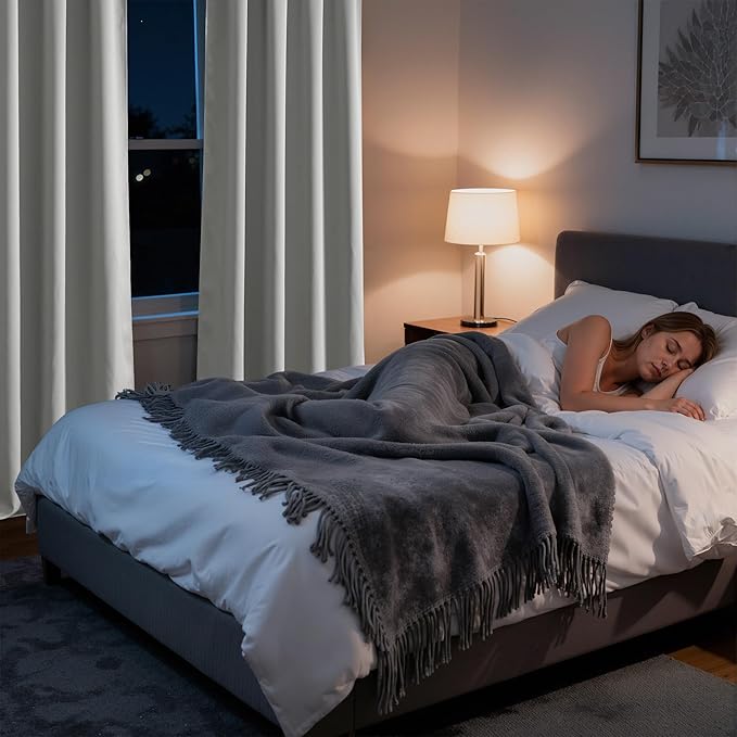 RYB HOME Bedroom Blackout Curtains 72 inches Long, 100% Blackout Thermal Insulated Noise Reducing Curtains for Living Room Nursury, 34 inches Wide by 72 inches Long, Silver Grey