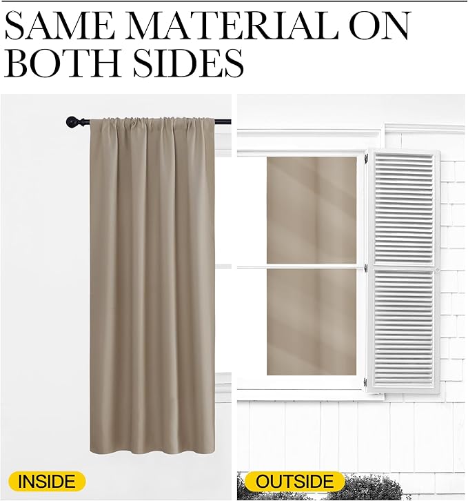NICETOWN Blackout Curtains for RV Windows, Taupe, 29" by 20", 2 Panels, Room Darkening Window Curtain Panels, Easy-Care Solid Thermal Insulated Draperies/Drapes for Daughter Room