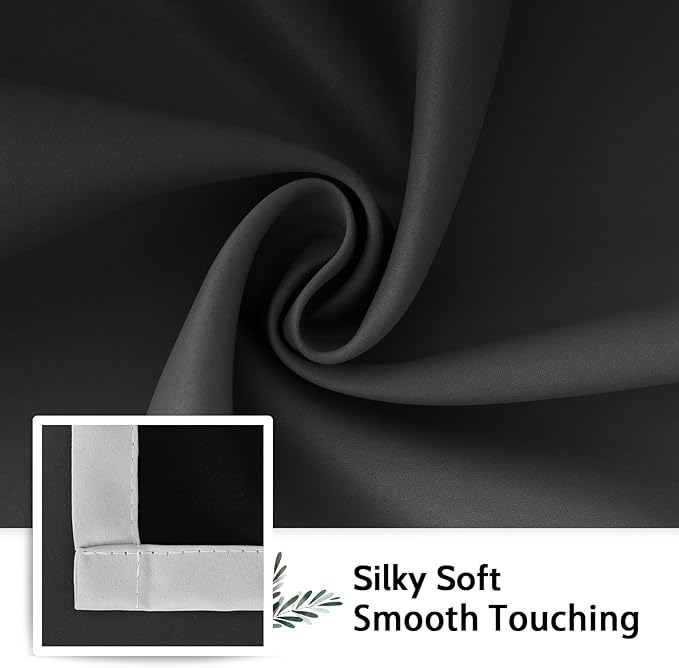 SimpleHome Ombre 100% Blackout Curtains for Bedroom, Full Light Blocking Black and Greyish White Curtains, Thermal Insulated Grommet Window Drapes for Living Room,2 Panels, 42x63 inches Length