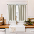 RYB HOME 100% Blackout Basement Curtains 36 inches Long, Heat & UV Blocking Total Room Darkening Noise Reducing Curtains for Bathroom RV Campers, Natural, 2 Panels Set