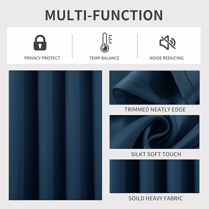 Joydeco Blackout Curtains 120 Inch Length 2 Panels Set, Thermal Insulated Long Curtains& Drapes 2 Burg, Christmas Drapes for Living Room Bedroom Window