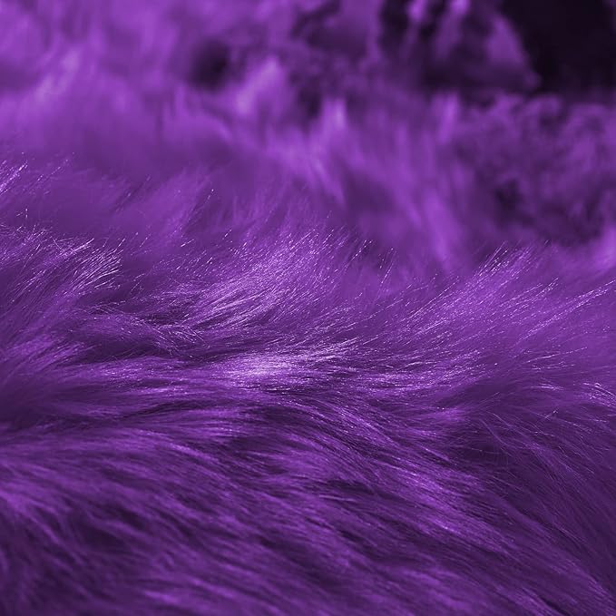 Goolela Purple Circle Rug 5ft Fluffy Round Fuzzy Furry Faux Fur Sheepskin Carpet for Bedroom Living Room Plush Washable