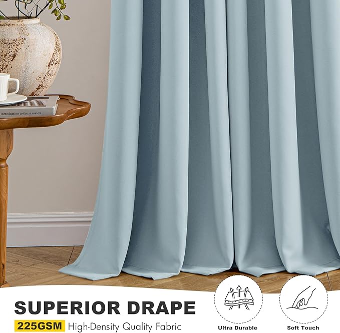 MIULEE Slate Blue Blackout Curtains for Bedroom Living Room 84 Inches Long 2 Panels, Thermal Insulated Room Darkening Drapes Solid Grommet Noise Reduction Light Blocking Window Treatments 40x84 Inch