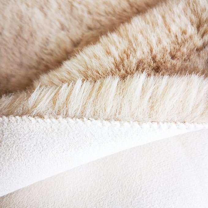 Ghouse Ultra Soft Faux Rabbit Fur Rug 5x7, Machine Washable Area Rugs for Bedroom Fluffy Rugs for Living Room, no-Shedding Carpet Sheepskin Rug Light Brown Beige