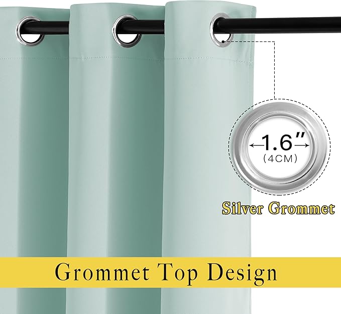 NICETOWN Blackout Curtain Panels Grommet - All Season Eyelet Top Blackout Draperies for Bedroom/Living Room/Glass Door, Aqua Blue, 1 Pair of 52 x 45 inches