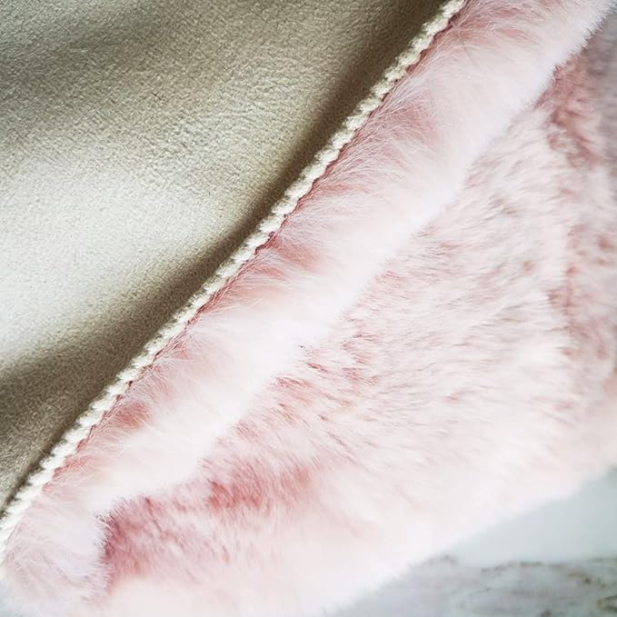 Ghouse Faux Rabbit Fur Round Rug 5ft Pink Round Rugs for Bedroom Decor Fluffy Area Rugs for Living Room, no-Shedding Carpet Sheepskin Washable Rug Rome Decor