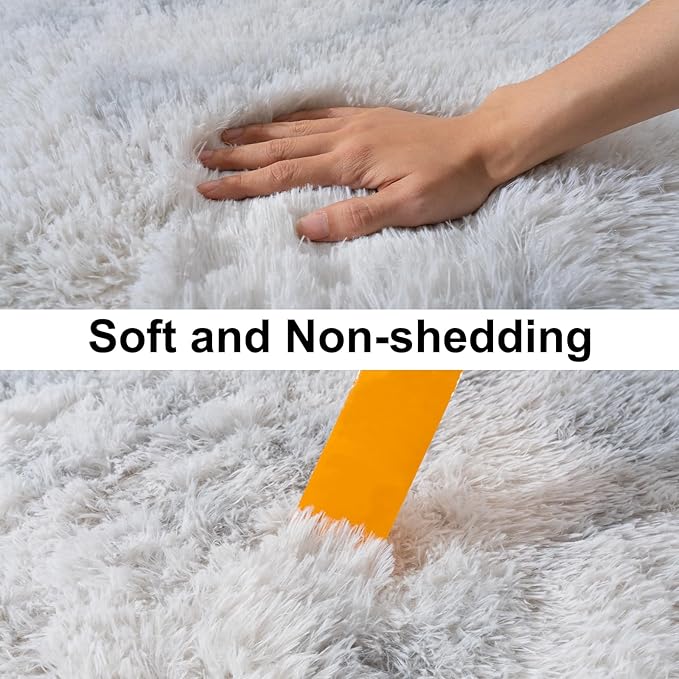 Ultra Soft Runner Rugs for Bedroom Hallways with Upgraded Non-Slip Rubber Backing & Thick Memory Sponge, 2x4 Feet Fluffy Shag Throw Area Rug for Bedside Dorm Tie-dye Light Grey