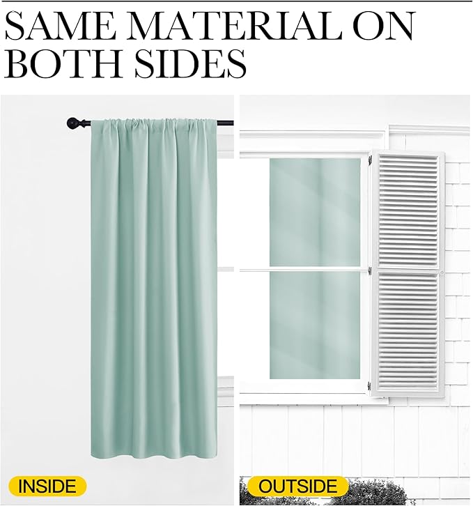 NICETOWN Blackout Curtains for Bedroom, Blackout Curtain Panels, Aqua Blue, 1 Pair, 42 by 45-inch, Window Treatment Energy Saving Thermal Insulated Solid Rod Pocket Blackout Drapes/Draperies