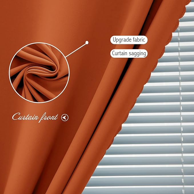 Self Adhesive Curtains Portable Blackout Curtain Simple and Easy to Install Bedroom Window Thermal Lnsulated Kitchen Room Darkening Black Small Drapes, 35" W X 59" L, Orange, 1 Panel