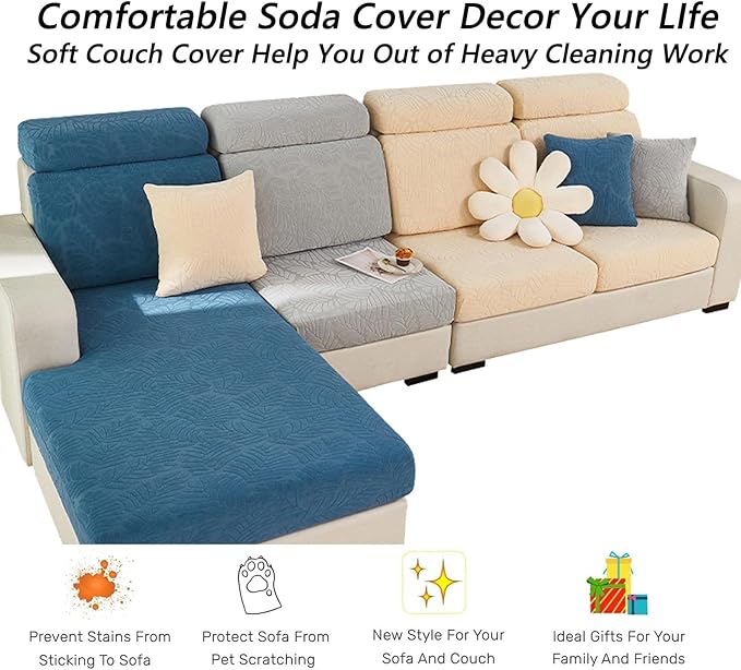 Soothing Home Sofa Covers, Sofa Hero Covers, Wear-Resistant Universal Couch Covers Washable Stretch Sectional Couch Cushion Covers (Light Blue,Back Cover M)