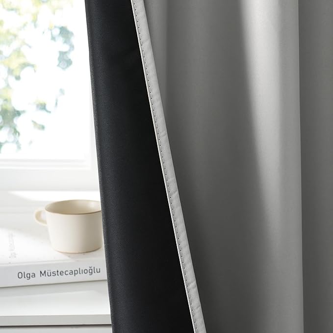 RYB HOME 100% Blackout Basement Curtains 24 inches Long, Heat & UV Blocking Total Room Darkening Noise Reducing Curtains for Bathroom RV Campers, Sliver Grey, 2 Panels Set