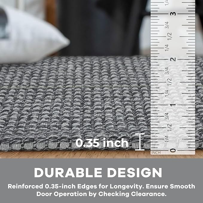KOZYFLY Runners for Hallways 2x6 ft Washable Kitchen Runner Non Slip Rubber Backed Hall Runners Cotton Entryway Runner Rugs Floor Carpet for Indoor Backdoor Bedroom Kitchen, Grey/Dark Grey