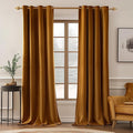 MIULEE Velvet Curtains Golden Brown Elegant Grommet Curtains Thermal Insulated Soundproof Room Darkening Long Black Out Drapes for Classical Living Room Bedroom Decor 52 x 96 Inch Length Set of 2