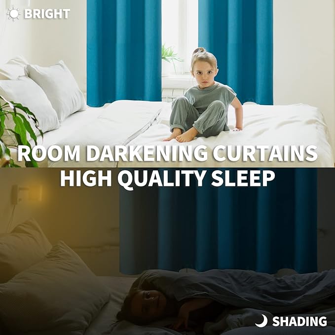 BGment Blackout Curtains - Grommet Thermal Insulated Room Darkening Bedroom and Living Room Curtains, Set of 2 Panels (38 x 54 Inch, Peacock Blue)