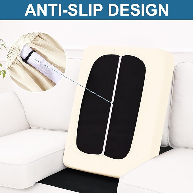Smiry Printed Couch Cushion Covers, Stretch Soft Couch Covers for Sofa, Washable Non-Slip Sofa Slipcover Furniture Protector for Indoor and Outdoor (1 Pack, Cream)