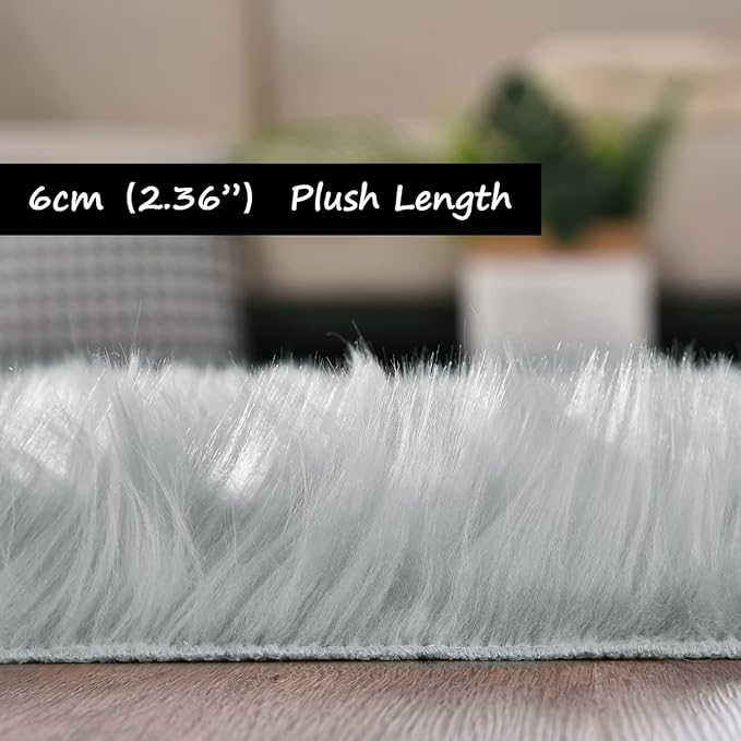 Goolela 5x8 Area Rug Faux Fur Rug Fluffy Washable Grey Sheepskin Large Rug for Living Room Bedroom Shag Soft Home Decor Rectangle