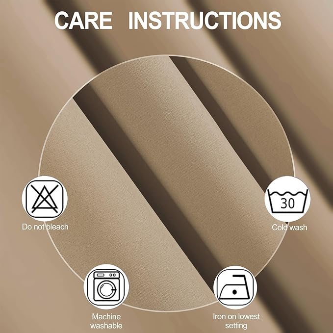 LEMOMO Natural Thermal Blackout Curtains/38 x 84 Inch/Set of 2 Panels Room Darkening Curtains for Bedroom