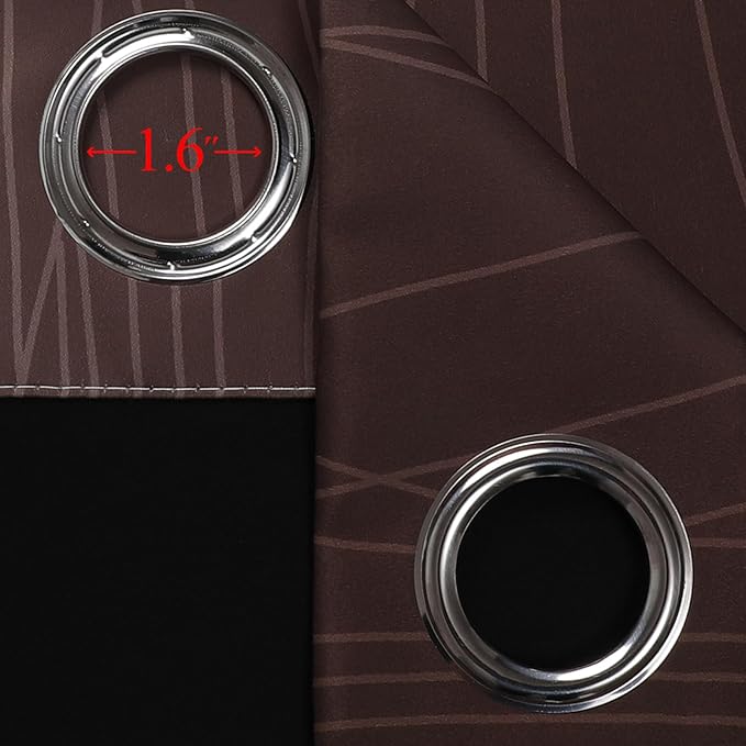 Estelar Textiler Brown and Greyish White Ombre Blackout Curtains for Bedroom, Full Room Darkening Grommet Curtains for Living Room, Thermal Insulated Light Blocking Gradient Drapes, 42Wx63L,2 Panels
