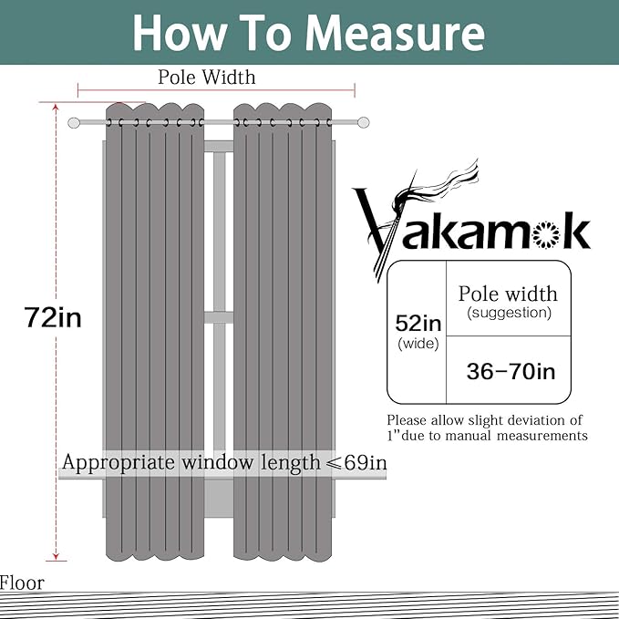 Yakamok Blackout Curtains Room Darkening Thermal Insulated Grommet top Window Curtains for Living Room, 52 x 72 Inch, Light Beige, Set of 2