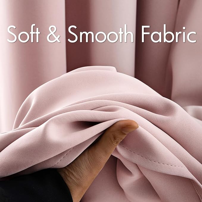 MIULEE Blackout Curtains 96 Inches Long for Bedroom Living Room Thermal Insulated Room Darkening Grommet Top Solid Light Blocking Drapery Set of 2 Window Panels Baby Pink