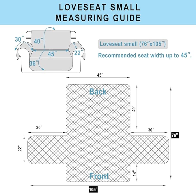 Reversible Loveseat Sofa Covers Couch Cover Furniture Protector(Loveseat Small,Chocolate/Taupe)