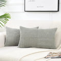Fancy Homi 2 Packs Grey Lumbar Decorative Throw Pillow Covers 20x28 Inch for Living Room Couch Bed Sofa, Rustic Farmhouse Boho Home Decor, Soft Striped Corduroy Rectangle Accent Cushion Case 50x70 cm