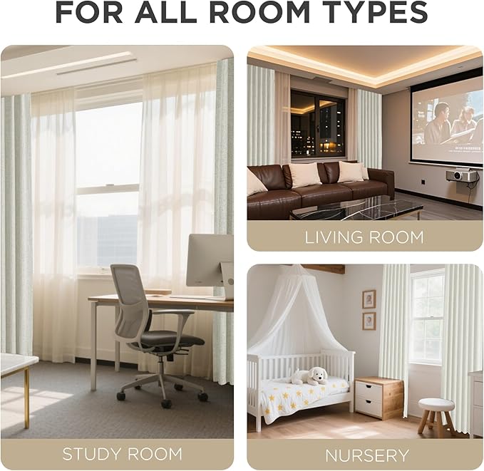 Joydeco Linen Blackout Curtains for Bedroom - 100% Light Blocking 1 Panels, Light Beige Drapes 100" W x 90" L, Thermal Insulated Room Darkening Curtains for Living Room, Rod Pocket & Back Tabs