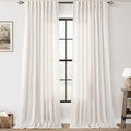 2 Panels Set Cream Linen Curtains 132 inches Long For Living Room Neutral Farmhouse Light Filtering Semi Sheer Linen Drapes 132 inch Ceiling To Floor For Large Window Villa Hallway Ivory FT 60x132