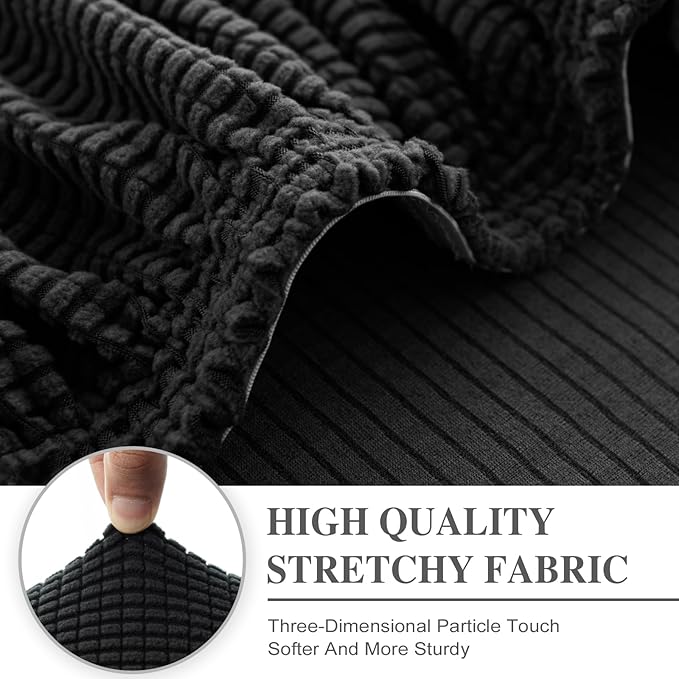 Couch Cushion Cover Seat Cushion Cover Stretch Armchair Cover Separate Sectional Sofa Slipcovers Furniture Protector(1 Piece for Seat or Sofa Backrest, Black)