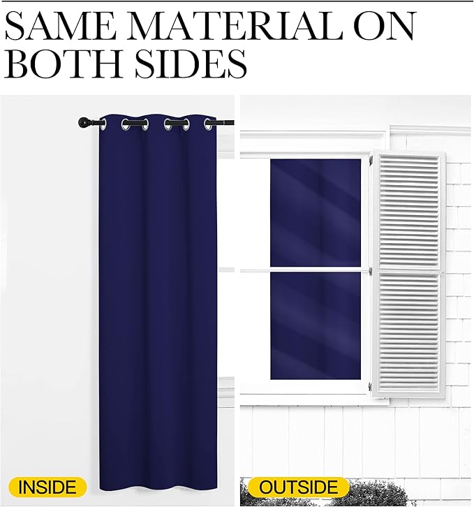 NICETOWN Blackout Curtain Panels, Window Treatment Energy Saving Thermal Insulated Solid Grommet Blackout Drapes/Draperies (Royal Blue, 1 Pair, 34 by 54)