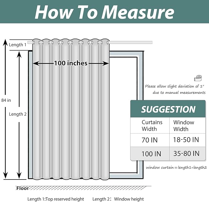 Yakamok Blackout Patio Curtains 100x84 Inches for Sliding Door Extral Wide Blackout Curtain Panels Thermal Insulated Room Divider - Grommet Top, 7' Tall by 8.3' Wide - Dove Grey