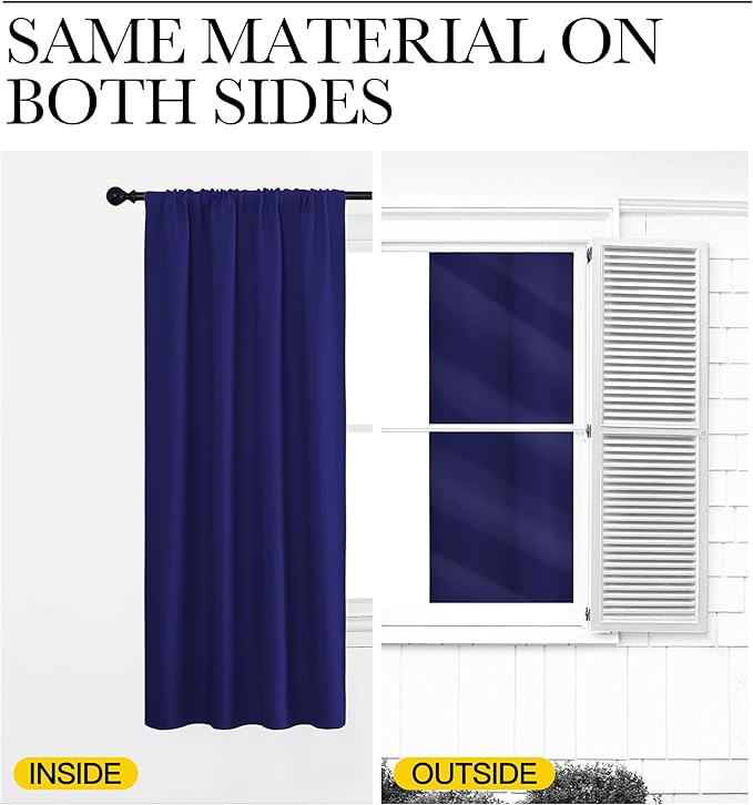 NICETOWN Blackout Curtains for Living Curtains, Navy Blue, 1 Pair, 34-inch W x 84-inch L, Home Decorations Thermal Insulated Solid Pole Top Blackout Drapes for Living Room