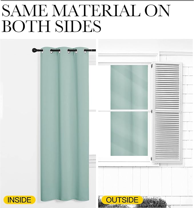 NICETOWN Bedroom Blackout Draperies Panels, 2 Panels, 42 x 72 Inch, Aqua, Three Pass Microfiber Noise Reducing Thermal Insulated Solid Ring Top Window Curtains