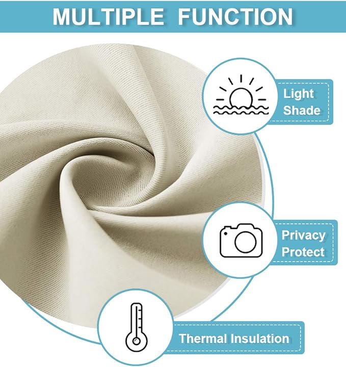 RYB HOME Cafe Curtains 24 inch Length, RV Curtains for Camper Windows, Mini Short Small Insulating Light UV Heat Blocking Privacy Half Window Tiers, Width 29 by Length 24, Beige, 2 Panels