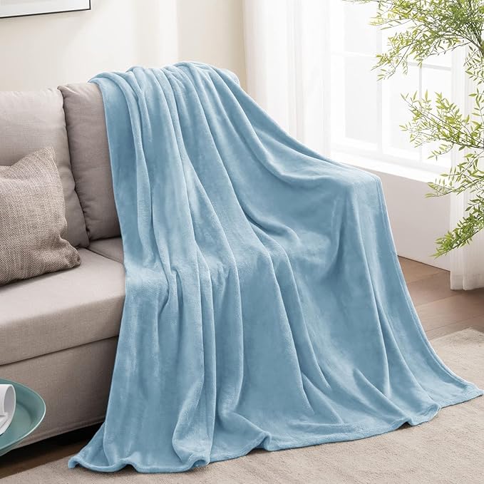 BEDELITE Fleece Blanket Twin Size Washed Blue Throw Blankets for Couch & Bed, 300GSM Luxury Plush Cozy Fuzzy Blanket 60x80 inches, Super Soft Warm Lightweight Throw Blanket for Travel Camping