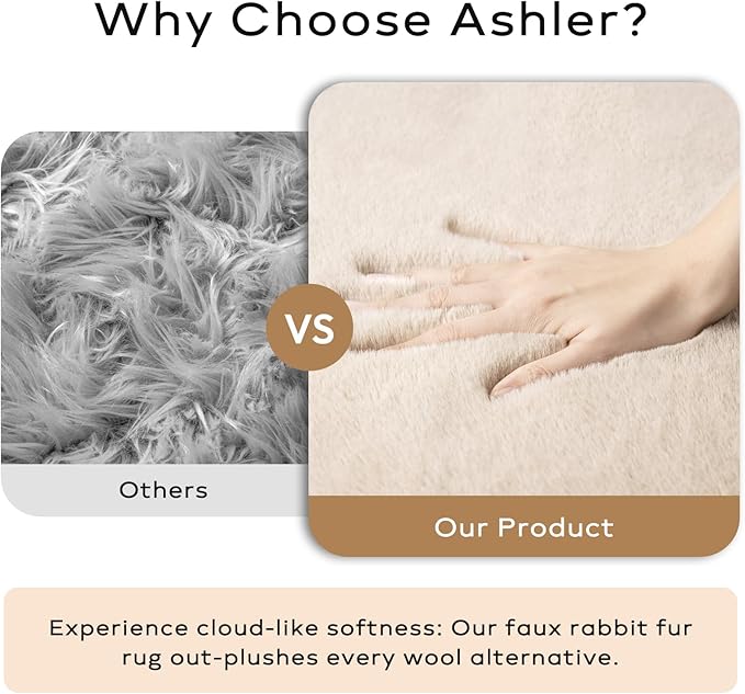 Ashler HOME DECO Ultra Soft Faux Rabbit Fur Chair Couch Cover Area Rug for Bedroom Floor Sofa Living Room Pink 2 x 6 Feet