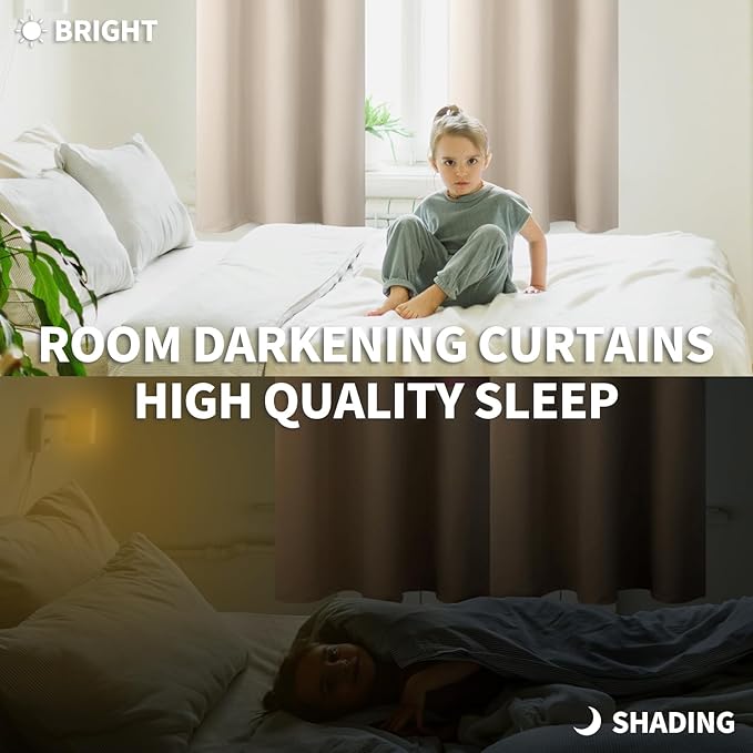 BGment Blackout Curtains - Grommet Thermal Insulated Room Darkening Bedroom and Living Room Curtains, Set of 2 Panels (46 x 63 Inch, Champagne)