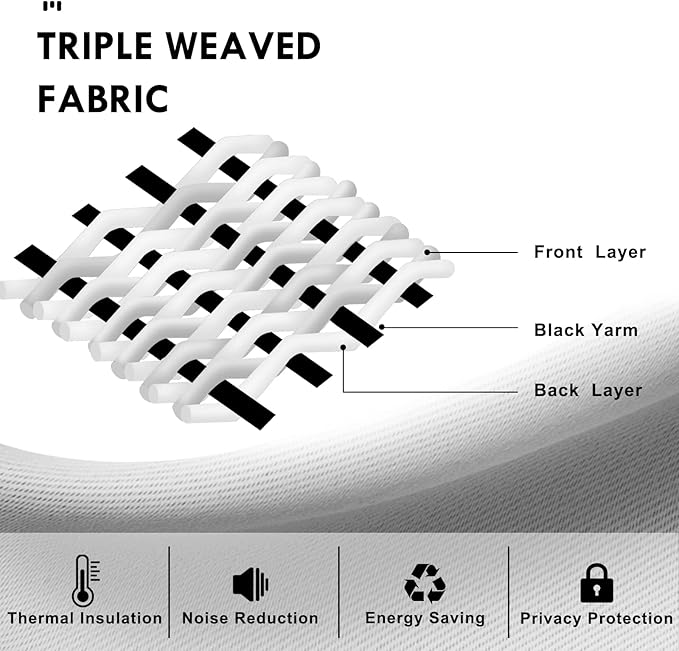 DWCN Blackout Curtains Thermal Insulated Energy Saving Bedroom and Kitchen Curtains Window Treatments, W 38 x L 45 Inch, Set of 2 Greyish White Rod Pocket Drapes