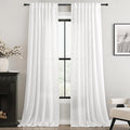 White Curtains 98 inches Long 2 Panels Back Tab Light Filtering Cotton Textured Curtain Modern Farmhouse Coastal Decor Off White Linen Drapes 98 inch Length for Patio Sliding Door Office Bedroom