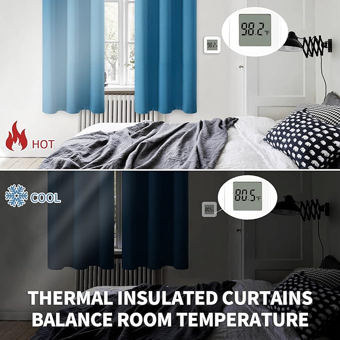 BGment Blackout Curtains - Grommet Thermal Insulated Room Darkening Bedroom and Living Room Curtains, Set of 2 Panels (52 x 72 Inch, Steel Blue)