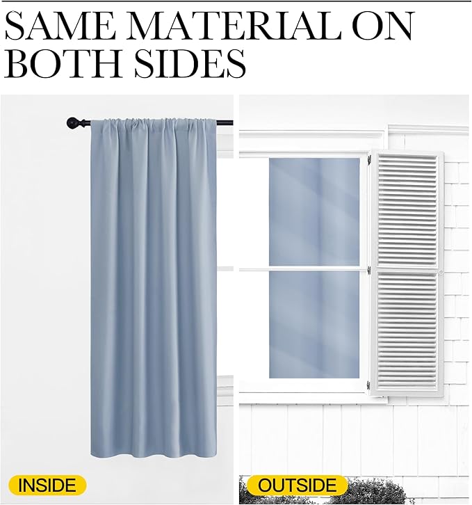 NICETOWN Blackout Curtains for Bedroom, Blackout Curtain Panels, Vintage Blue, 1 Pair, 42 by 45-inch, Window Treatment Energy Saving Thermal Insulated Solid Rod Pocket Blackout Drapes/Draperies